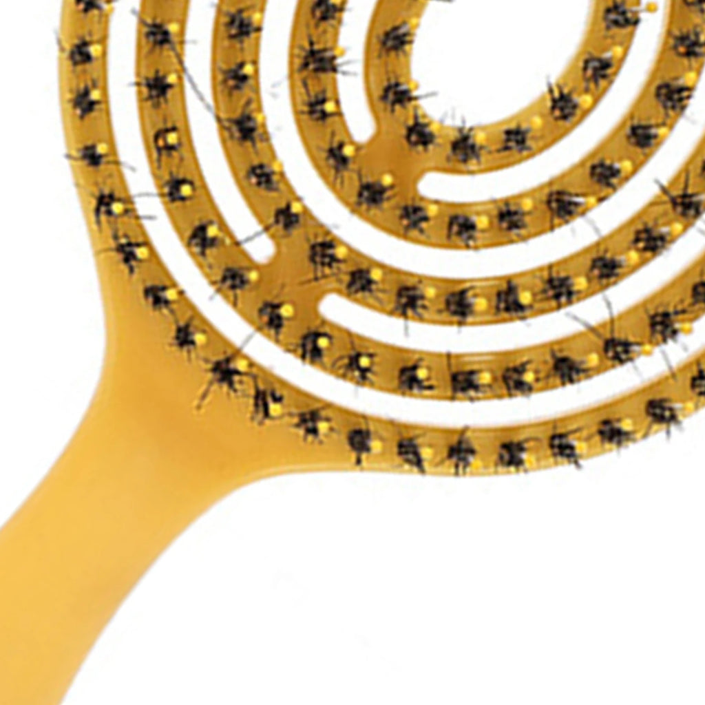 Cepillo de pelo de cerdas naturales de jabalí para desenredar y peinar, herramientas para mujeres con cabello largo, masaje del cuero cabelludo, color marrón, mango ergonómico ligero