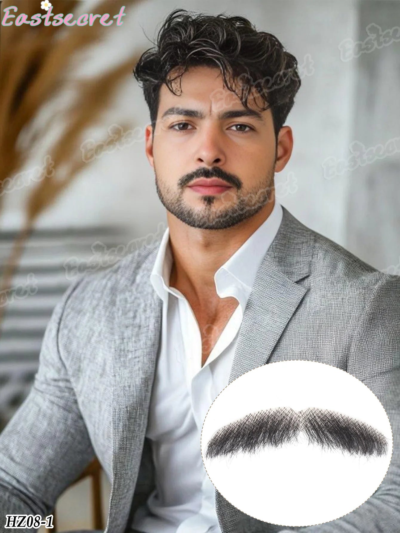 Bigote falso de barba de encaje sintético para hombres, bigote hecho a mano por pelo Real, Cosplay, encaje sintético, barbas invisibles