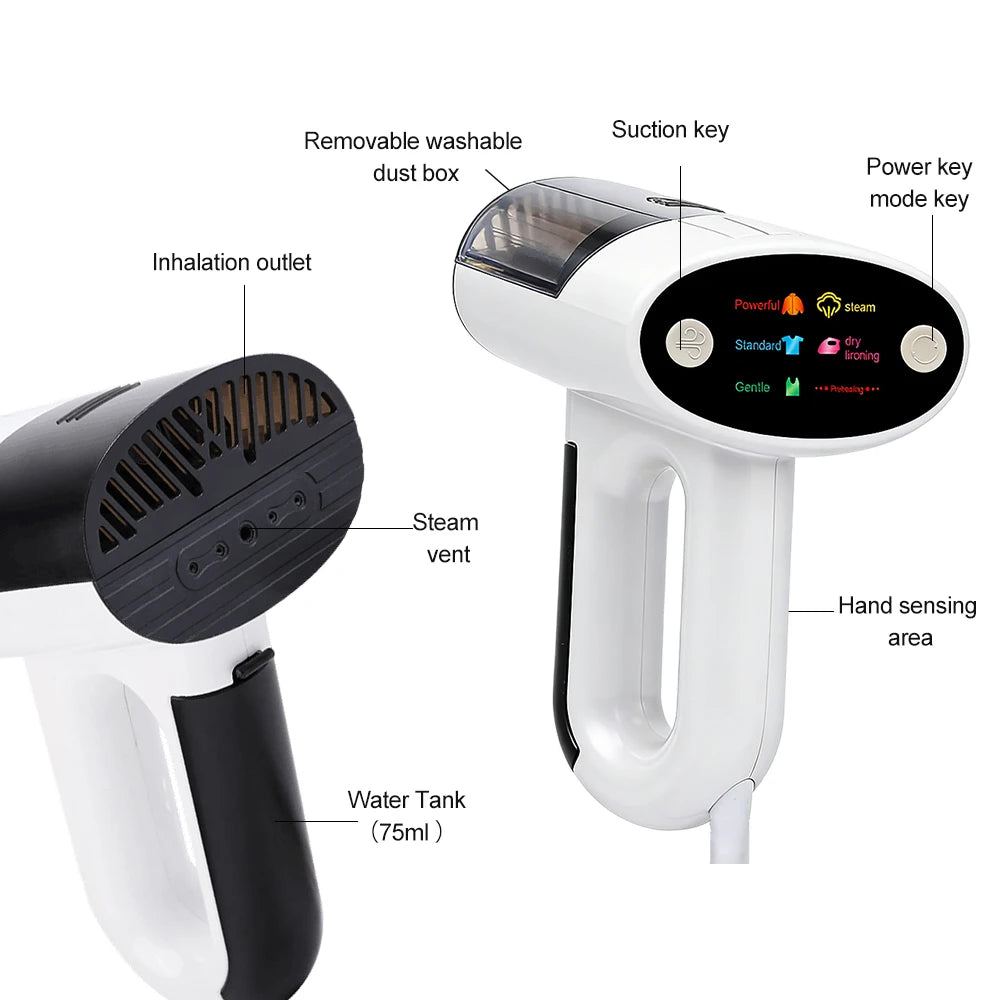 Plancha de vapor portátil para el hogar, máquina de planchar ropa con fuerte succión, vaporizador de vacío con sensor inteligente en el mango