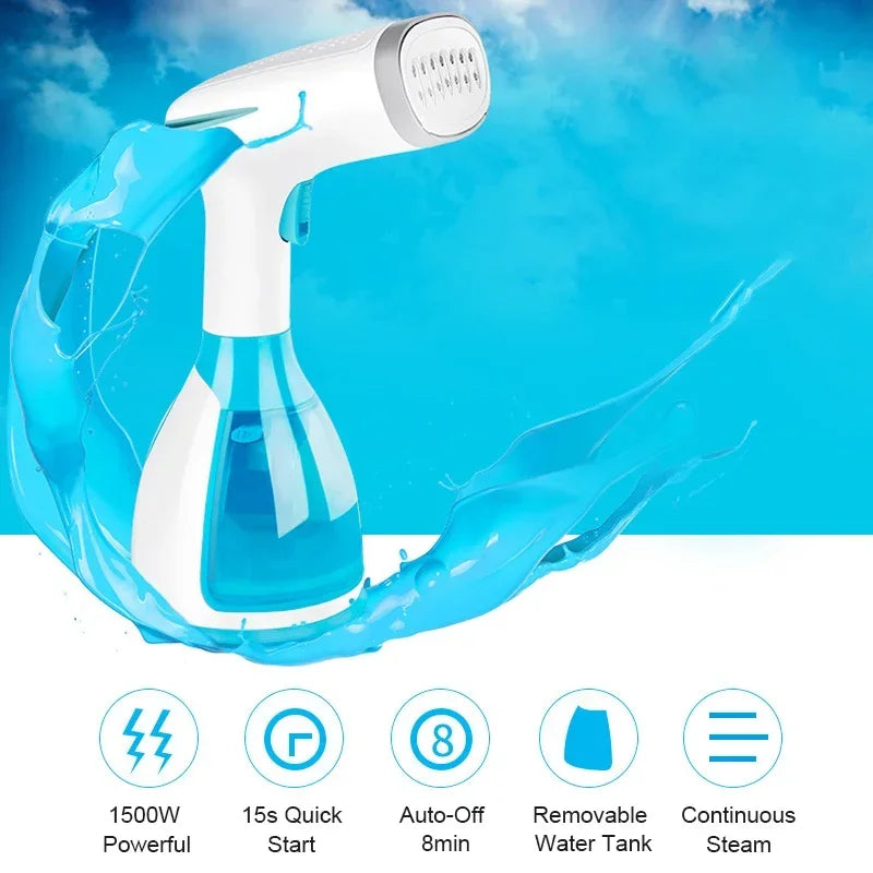 Plancha de vapor manual de calor rápido para ropa, potente vaporizador de tela portátil de 1500W y 280ml, generador de vapor para viaje y hogar