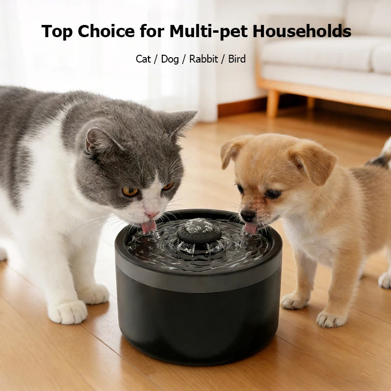 Bebedero Automático para Gatos y Perros de 1.8L/60.87oz, Dispensador de Agua Silencioso con Filtro para Mascotas Pequeñas, Tazón de Agua Interior Antideslizante