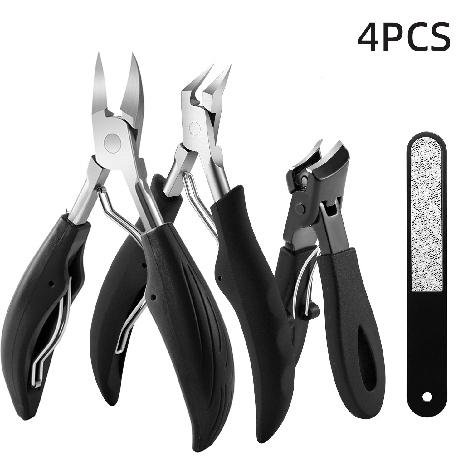 Juego de herramientas para uñas encarnadas, cortaúñas gruesas y pesadas, pinza de precisión, lima de esmeril para uñas de los pies resistentes de acero inoxidable, 4 Uds.