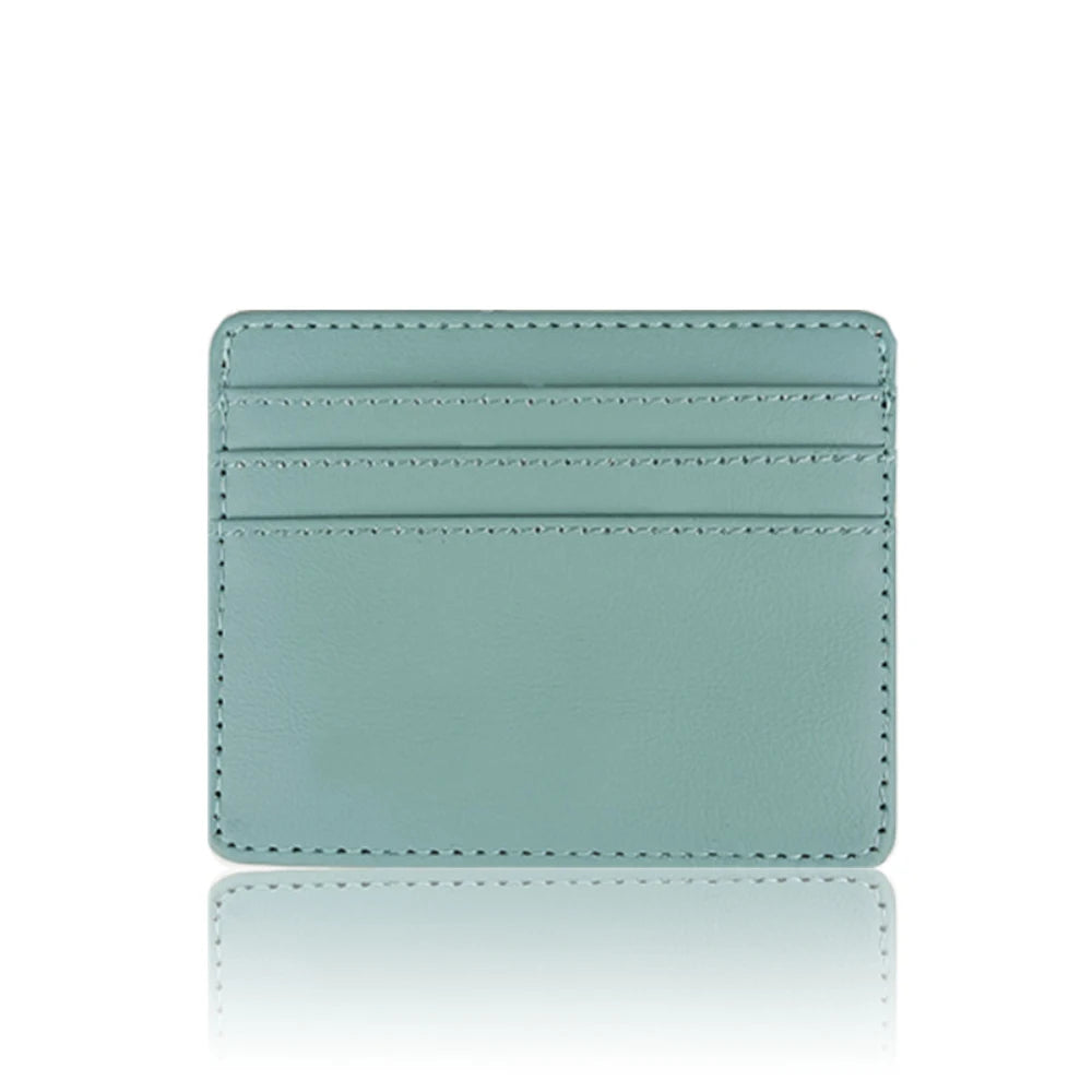 Mini billetera de cuero ultrafina, tarjetero bancario delgado, funda de identificación pequeña de negocios para hombre, monedero para mujer, tarjetero con 4 ranuras