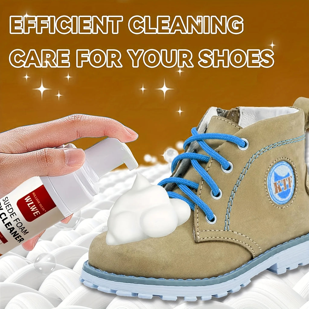 Limpiador de espuma, Kit de cuidado de zapatos de gamuza y piel de vaca, fórmula sin residuos para botas de nieve, zapatos de punto, zapatillas de lona, limpiador de calzado deportivo