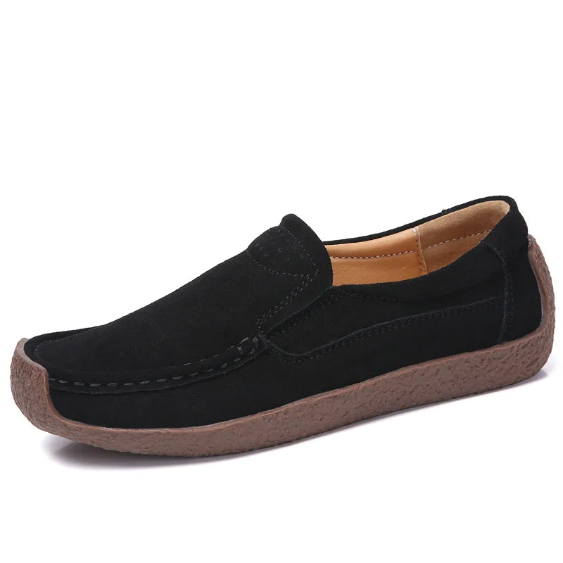 Zapatos informales De cuero genuino para Mujer, zapatillas De ocio, mocasines sin cordones De marca De lujo para Mujer, mocasines suaves para Mujer, Zapatos De Mujer