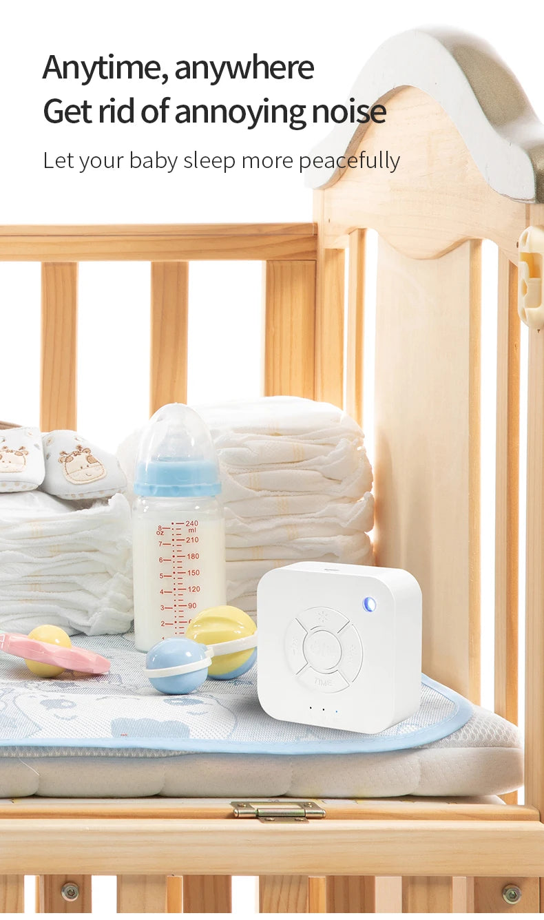 Máquina de ruido blanco para bebé para dormir, chupete de sonido portátil con 10 sonidos relajantes, recargable por USB, temporizador de apagado automático