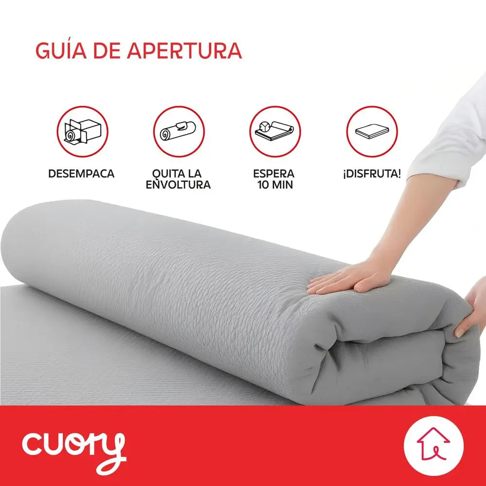 Colchoneta Individual en Caja, Espuma de Alta Densidad, Colchón de Espuma Viscoelástica, Ergonómico, Hipoalergénico, 99x190x18 cm, F