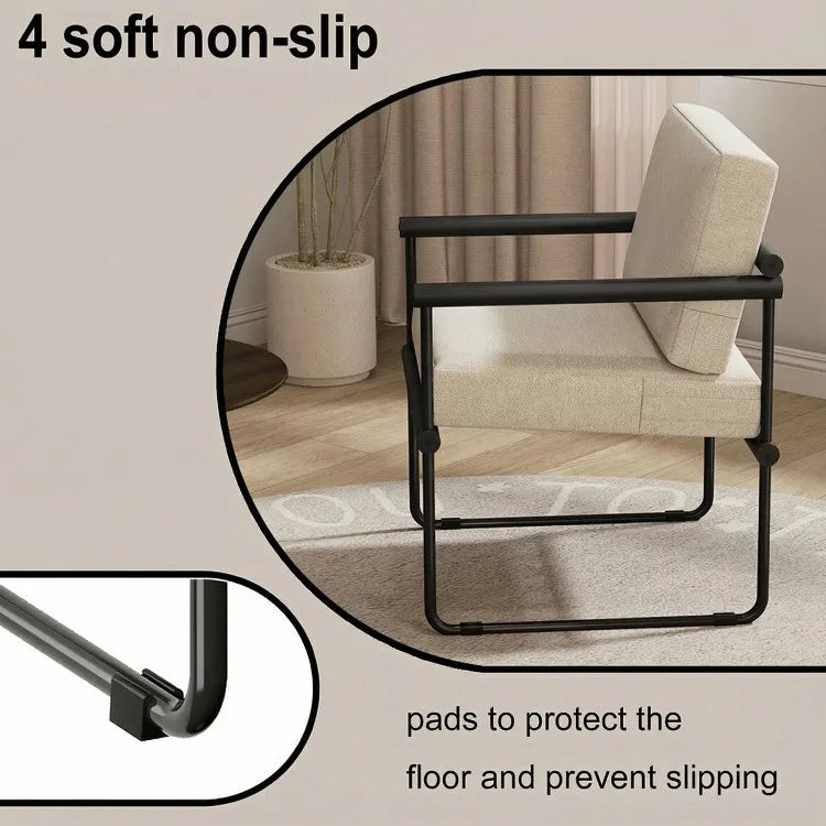 Sillón de metal con estructura, sillón de lectura con asiento y respaldo de esponja, acabado mate.