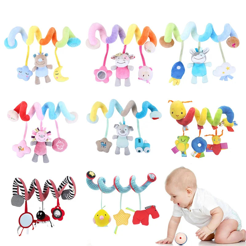 Sonajero de peluche sensorial para bebé, cochecito de juguete, juguetes colgantes móviles musicales, sonajeros móviles para bebés, juegos para recién nacidos de 0 a 6 y 12 meses