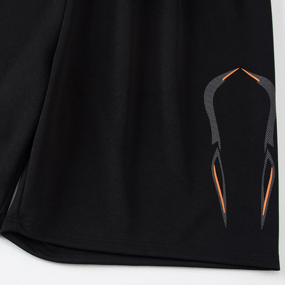 Conjunto de manga corta para hombre de las cuatro estaciones, camiseta estampada de secado rápido para deportes juveniles, Fitness, correr, cómodo e informal, 2 piezas