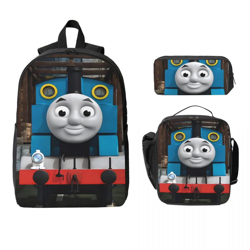 Mochila para niños t-thomas y amigos, fiambrera, bolsas para bolígrafos para niños y niñas, mochilas, mochila escolar de gran capacidad, conjunto de mochila