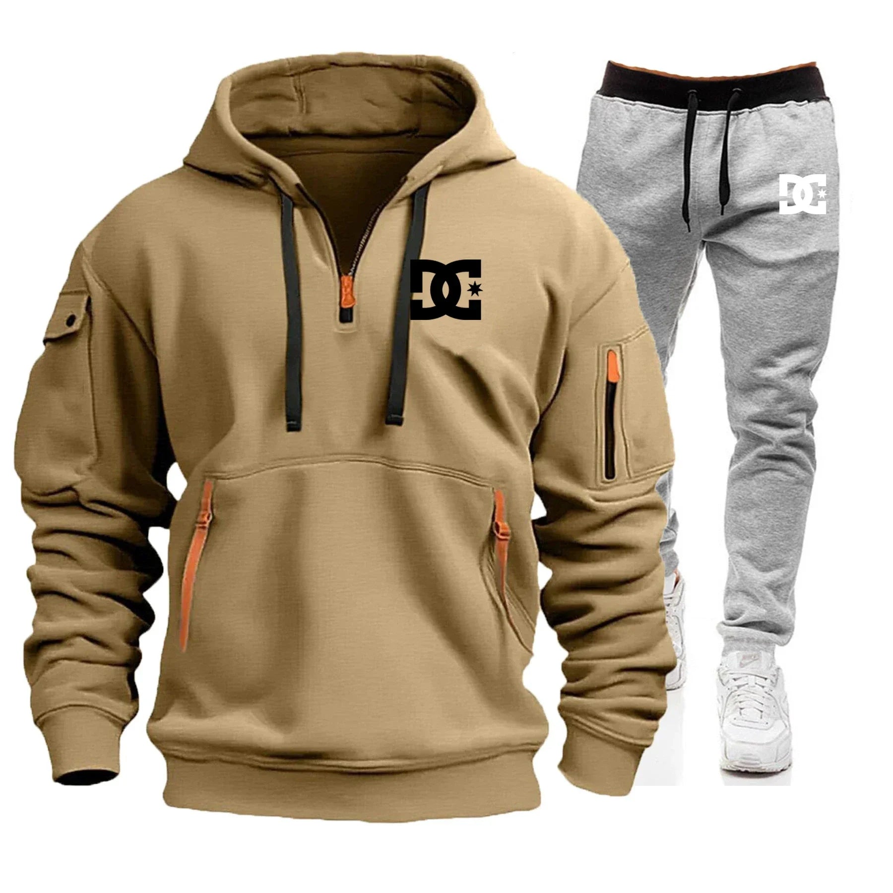 2025 Nuevo conjunto informal de otoño e invierno para hombre, sudadera con capucha y pantalones para correr para hombre al aire libre a la moda, conjunto de 2 piezas