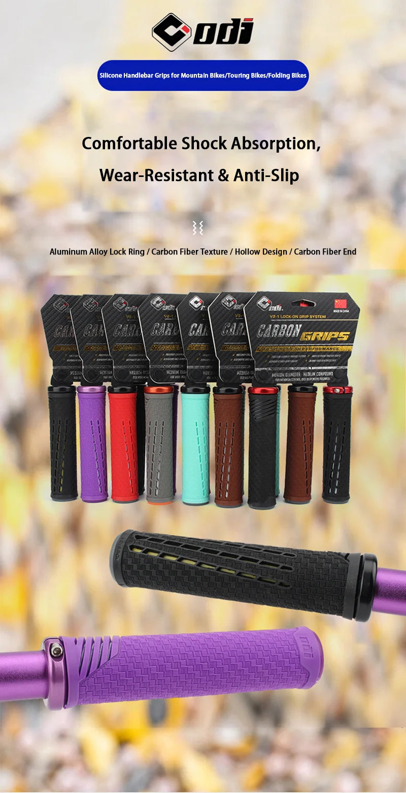 ODI-empuñaduras de bicicleta con bloqueo, empuñaduras ligeras de silicona y fibra de carbono, antideslizantes, absorción de impacto, agarre cómodo, accesorio para bicicleta