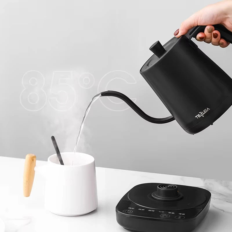 Hervidor Eléctrico de Cuello de Cisne de 800ml, Cafetera para Preparación Manual, Termo, Tetera de Acero Inoxidable 304, Jarra de Agua Inteligente con Control de Temperatura