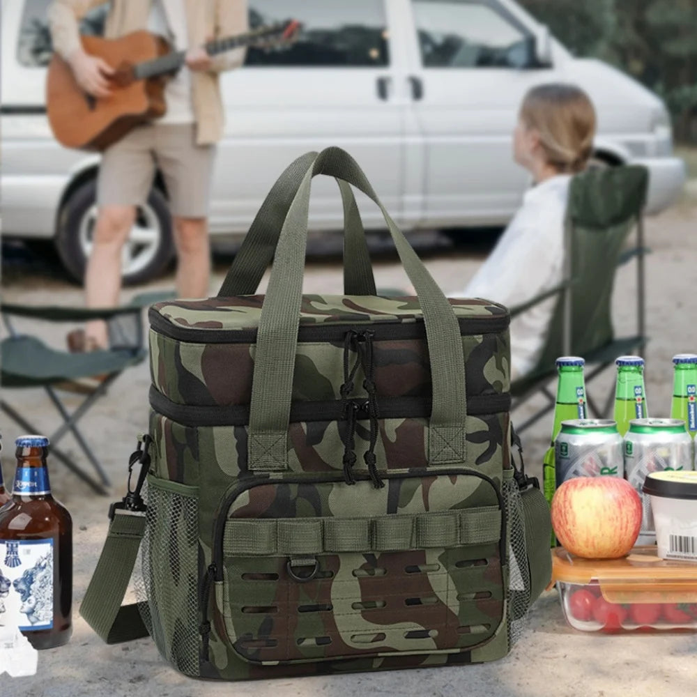 Bolsa de almuerzo térmica táctica de gran capacidad de camuflaje, bolsa de hielo portátil duradera con aislamiento a prueba de fugas para exteriores