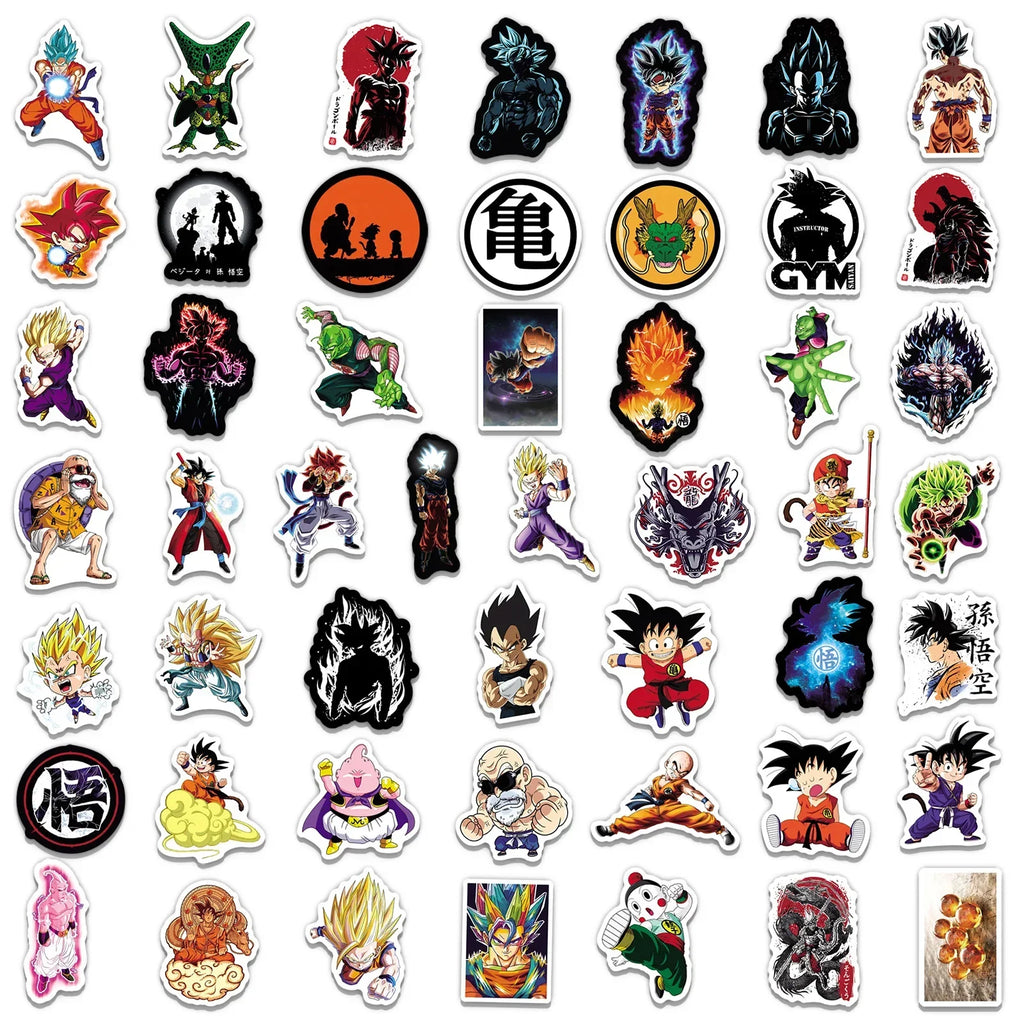 50/100/200 Uds. Pegatinas de Dragon Ball de Anime para niños Graffiti monopatín portátil botella de agua motocicleta pegatina de dibujos animados calcomanías de juguete