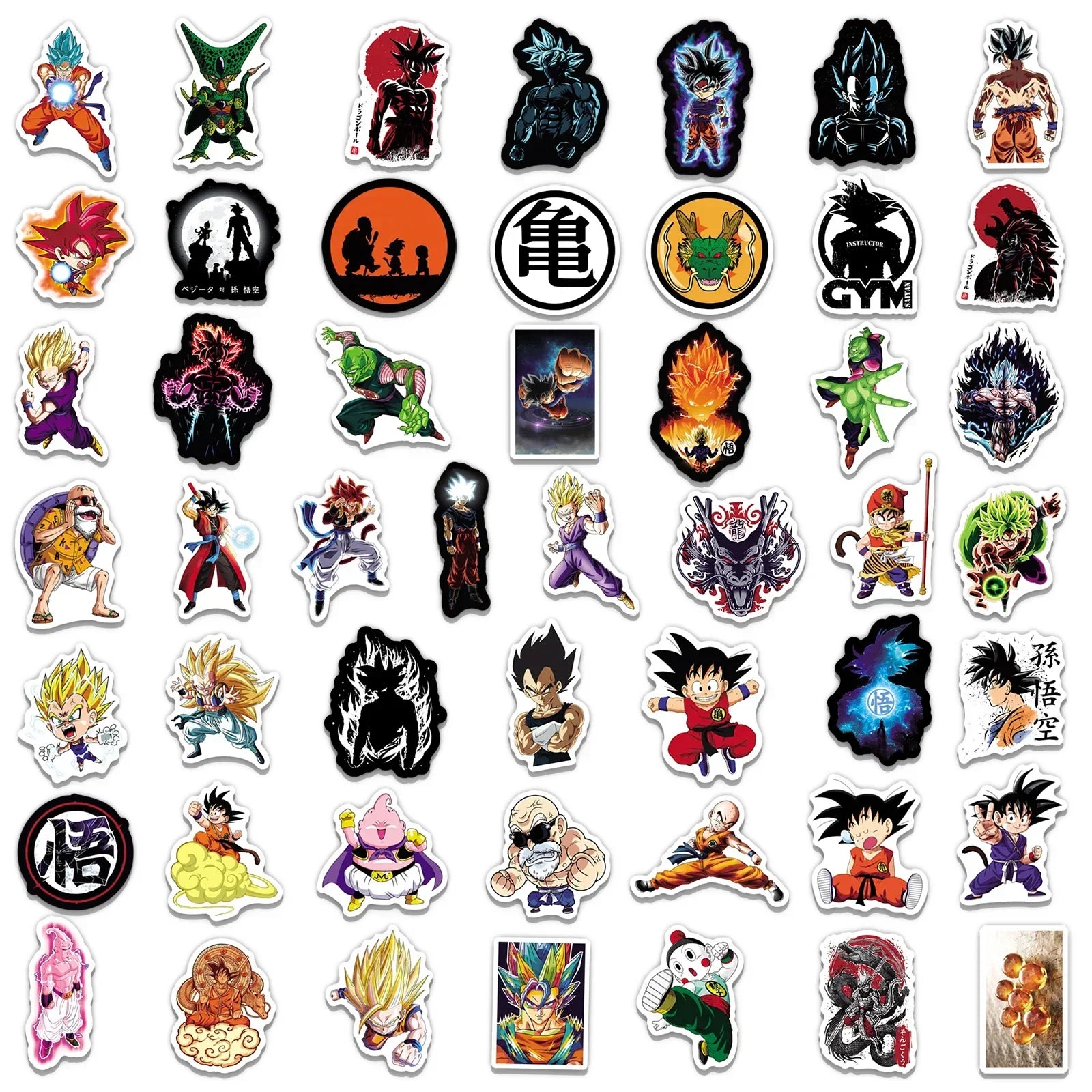 50/100/200 Uds. Pegatinas de Dragon Ball de Anime para niños Graffiti monopatín portátil botella de agua motocicleta pegatina de dibujos animados calcomanías de juguete