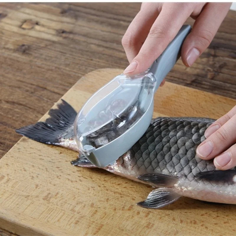 Raspador de báscula doméstica de cocina con tapa, raspador de escamas de pescado, descalcificación Manual, cepillado de herramientas de pesca
