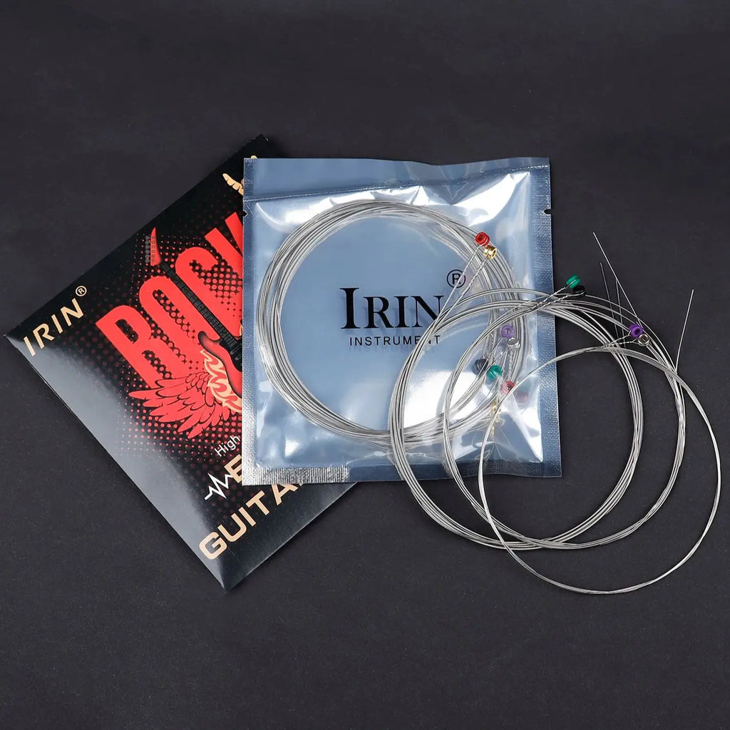 Cuerdas de guitarra eléctrica IRIN E680, 1-6 cuerdas de alambre de acero inoxidable, accesorios para instrumentos musicales de guitarra eléctrica plateada