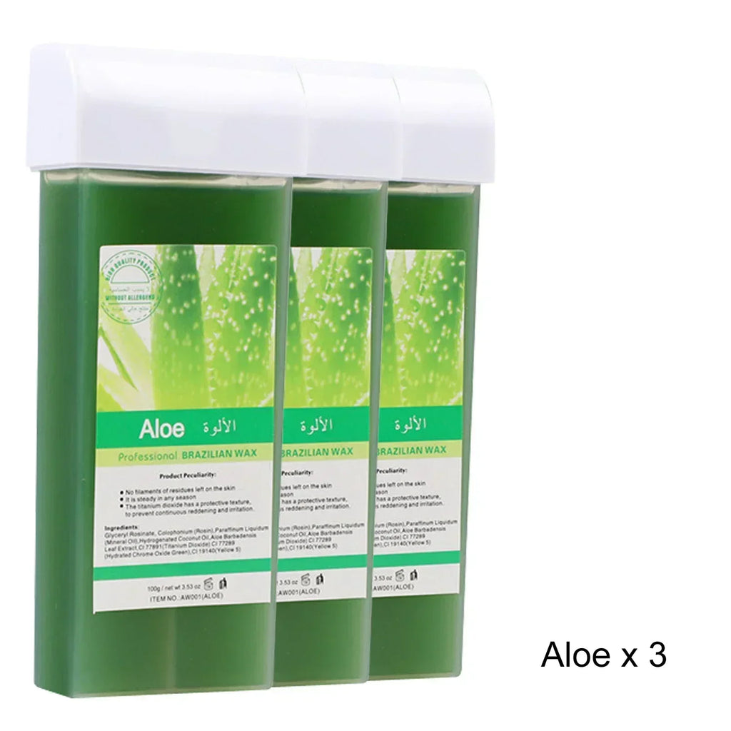 Cera depilatoria en roll-on 2026 con rosa y aloe, cartucho de cera indolora para depilación, calentador de cera para depilación de bikini y cuerpo