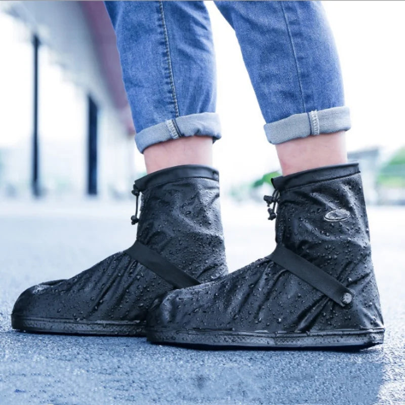 S-XXL reutilizable impermeable zapatos cubierta bota de agua ciclismo senderismo antideslizante PU cuero chanclos lluvia nieve arena zapatos protectores
