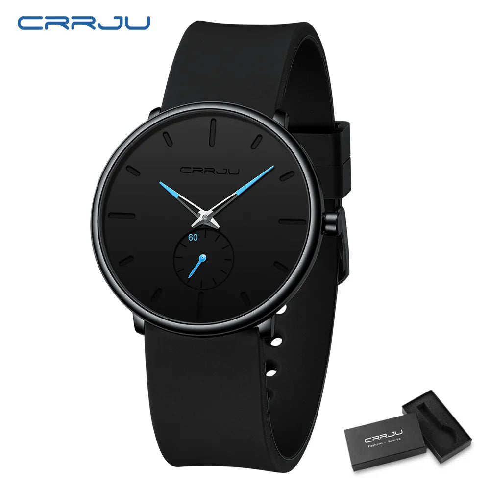 CRRJU-Conjunto de relojes de silicona informales para hombre y mujer, relojes de pulsera de cuarzo con esfera Simple, reloj de vestir para mujer