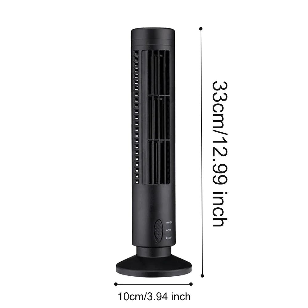 Ventilador de Torre LED sin aspas, refrigeración de aire, 2 velocidades, miniacondicionador Vertical, USB, portátil, para casa y oficina
