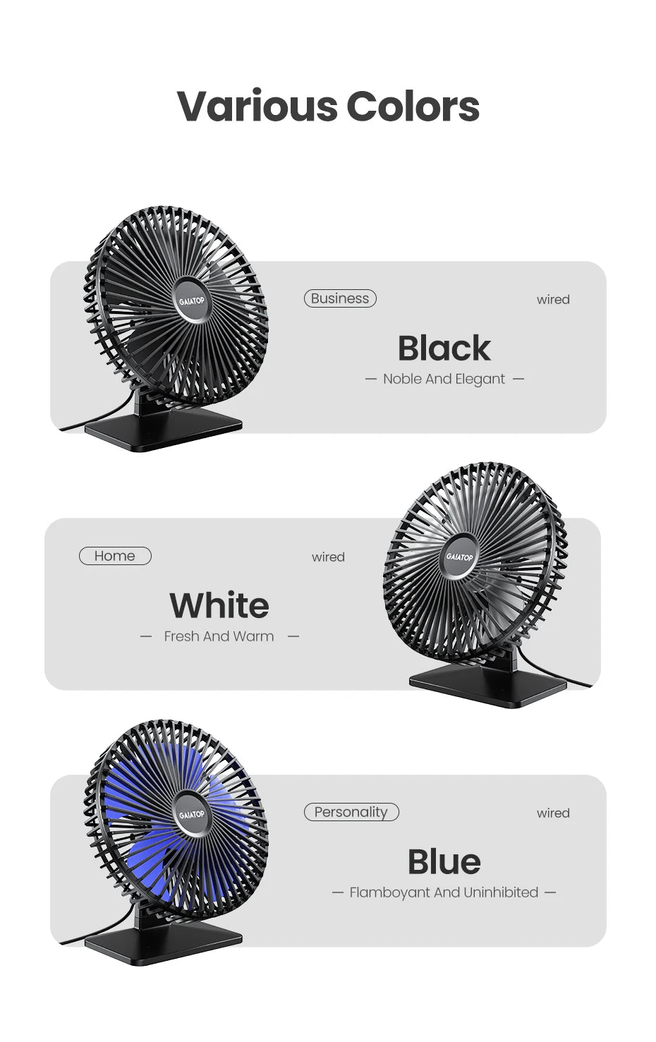 GAIATOP Ventilador de escritorio Ventilador USB portátil 90 °   Ventilador de refrigeración ajustable silencioso ajuste de 3 velocidades ultra silencioso adecuado para el hogar escritorio Oficina