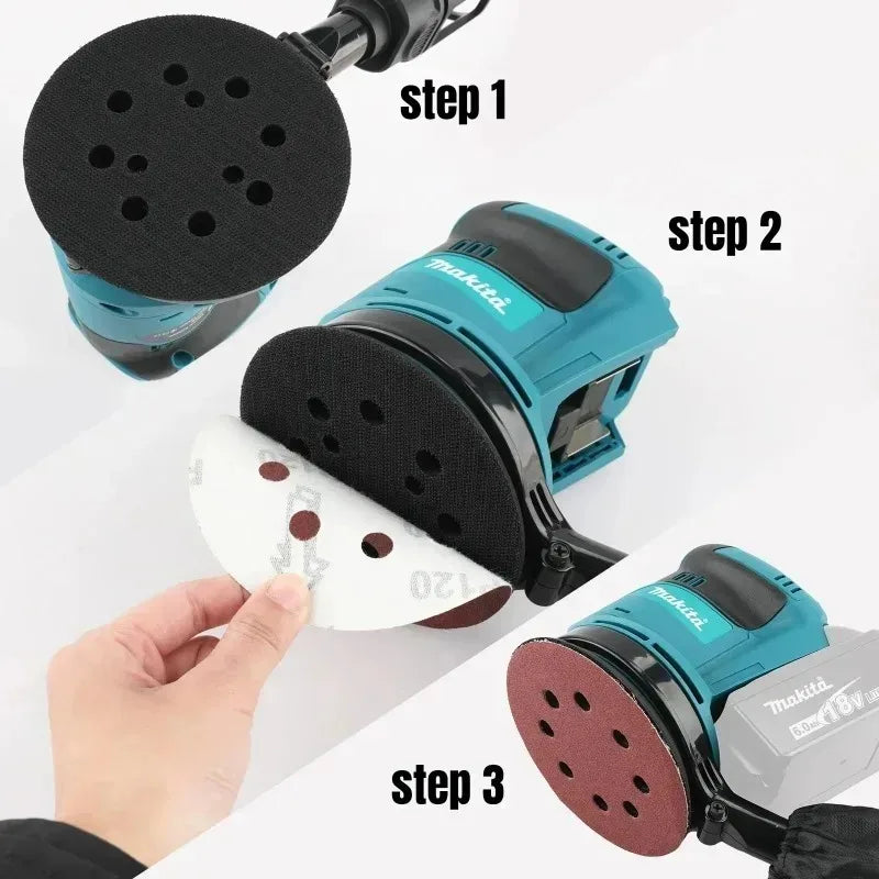 Lijadora Orbital Inalámbrica Makita DBO180Z de 18V, Pulidora Multivelocidad sin Escobillas para Lijado Profesional y Bricolaje en Madera (Solo Herramienta)