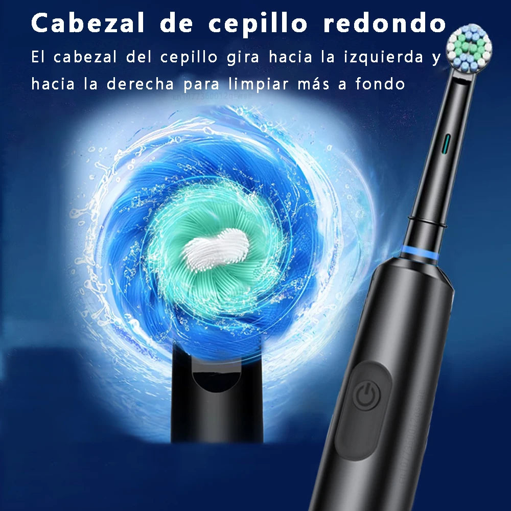 Cepillo de dientes eléctrico giratorio para limpieza profunda y blanqueamiento de dientes para adultos, cepillo de dientes recargable con cabezales de repuesto de 4/8 piezas