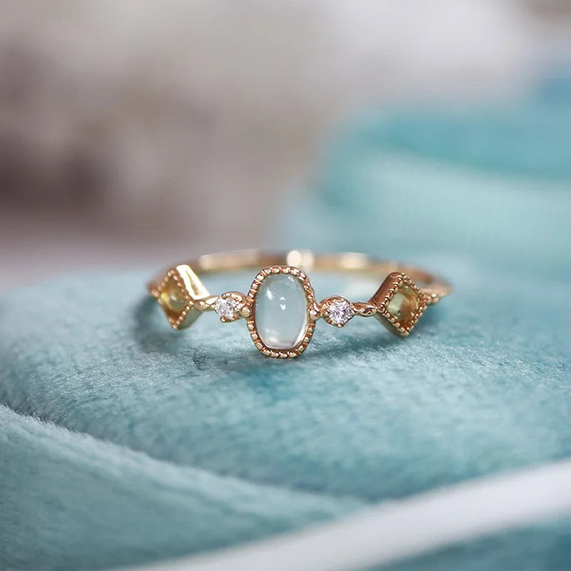 Anillo de Ópalo de Plata de Ley 925 para Mujer, Ajustable, para el Dedo Índice, Diseño Simple y Elegante, Joyería de Alta Gama, Regalo