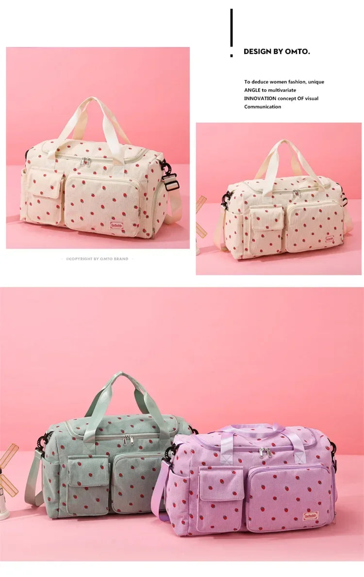 Bolsa de viaje de pana, bolsa de viaje de gran capacidad con compartimento para zapatos, bolsas deportivas para Fitness para mujer, bolsas de lona