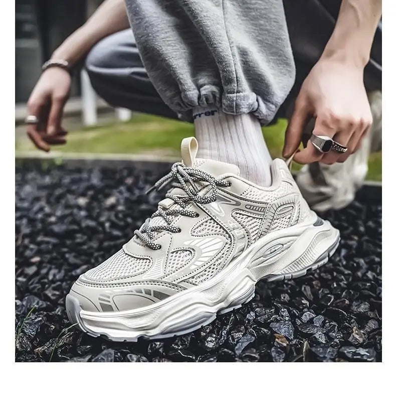 Zapatillas Deportivas Transpirables de Malla para Hombre Primavera 2025, Modernas, Combinables con Todo, Suela Gruesa, Casual...