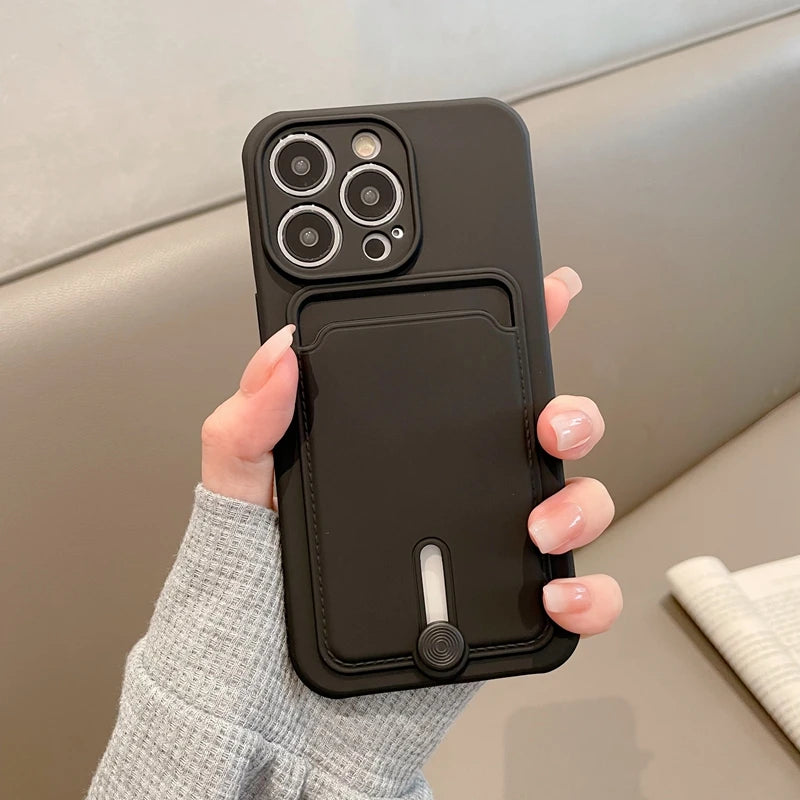 Con tarjetero funda de teléfono para iphone 16 13 14 12 11 15 pro max funda suave para iphone x xs xr max funda protección de cámara