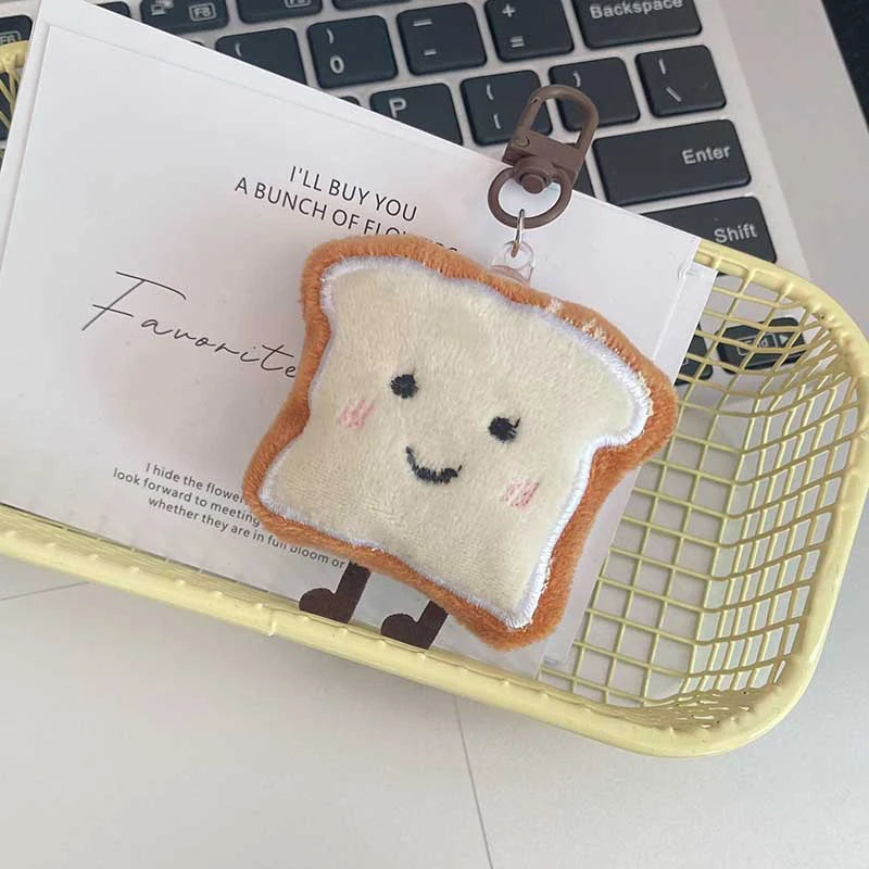 Figura de pan tostado de felpa de dibujos animados, colgante, llavero, mochila, adornos colgantes, regalo