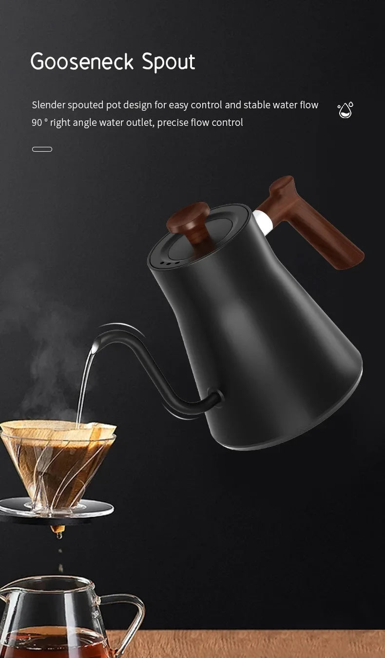 Tetera eléctrica con cuello de cisne, cafetera manual de 900ML, tetera inteligente con Control de temperatura, hervidor de calentamiento rápido de 110v/220v