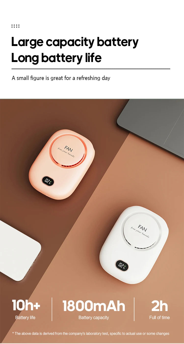 Ventilador portátil para colgar en el cuello, miniventiladores de refrigeración para la cintura, ventilador deportivo recargable por USB sin aspas, 1800mAh para deportes al aire libre y viajes