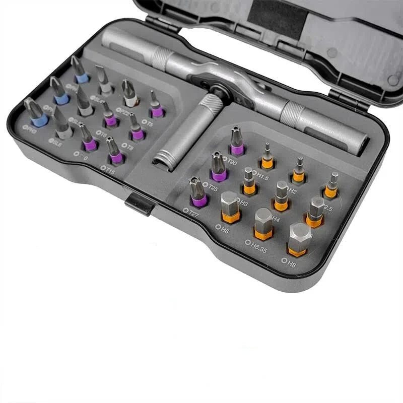 Juego de Destornilladores de Trinquete Multifuncional 24 en 1, Mini Kit de Herramientas de Reparación, Múltiples Puntas Magnéticas, Herramienta Doméstica para PC y Escritorio