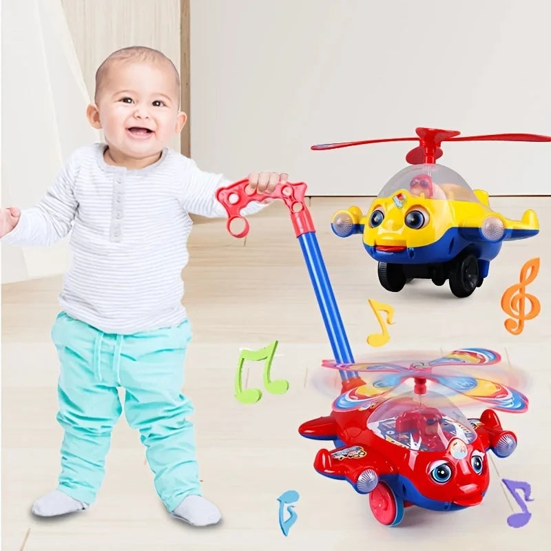 Andador de juguete para bebé, juguete de empuje manual para niños pequeños, avión, coche de juguete, juguete para caminar para niños, niños y niñas al aire libre