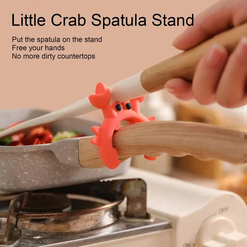 Soporte de utensilio de silicona en forma de cangrejo, soporte de cucharón para encimera, soporte de espátula superior para estufa antidesbordamiento, utensilio de cocina