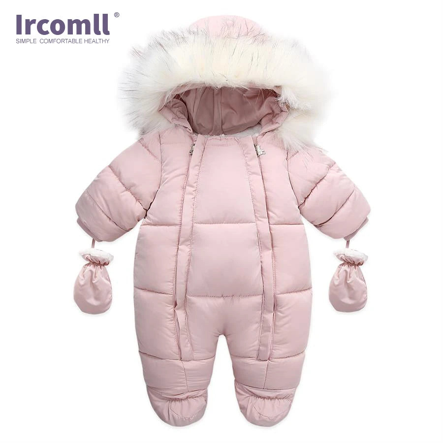 Ircomll, ropa de bebé de alta calidad, monos para niños, invierno con capucha y piel, pelele cálido para niños, mono, ropa para niños pequeños