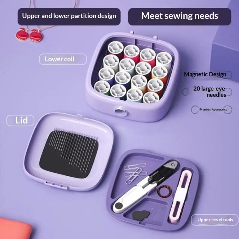 Mini kit de costura magnético, kit de aguja y hilo, suministros y accesorios de costura