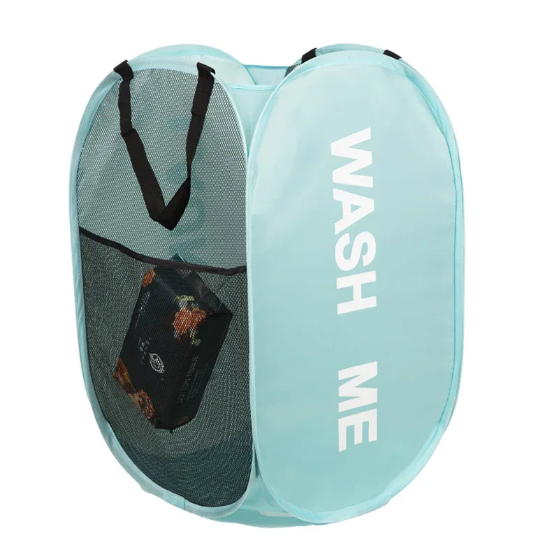 Cesto de lavandería emergente de malla portátil, cesta de lavandería plegable y transpirable de apertura amplia que ahorra espacio, artículos de baño de viaje para dormitorio