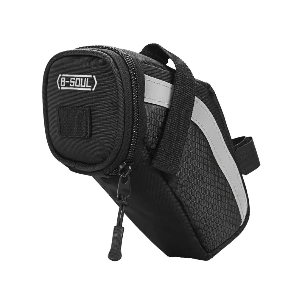 B SOUL-bolsa para SILLÍN de bicicleta, 1L, almacenamiento pequeño, asiento de ciclismo negro, bolsa trasera, Kit de accesorios, herramienta, accesorios reflectantes para ciclismo