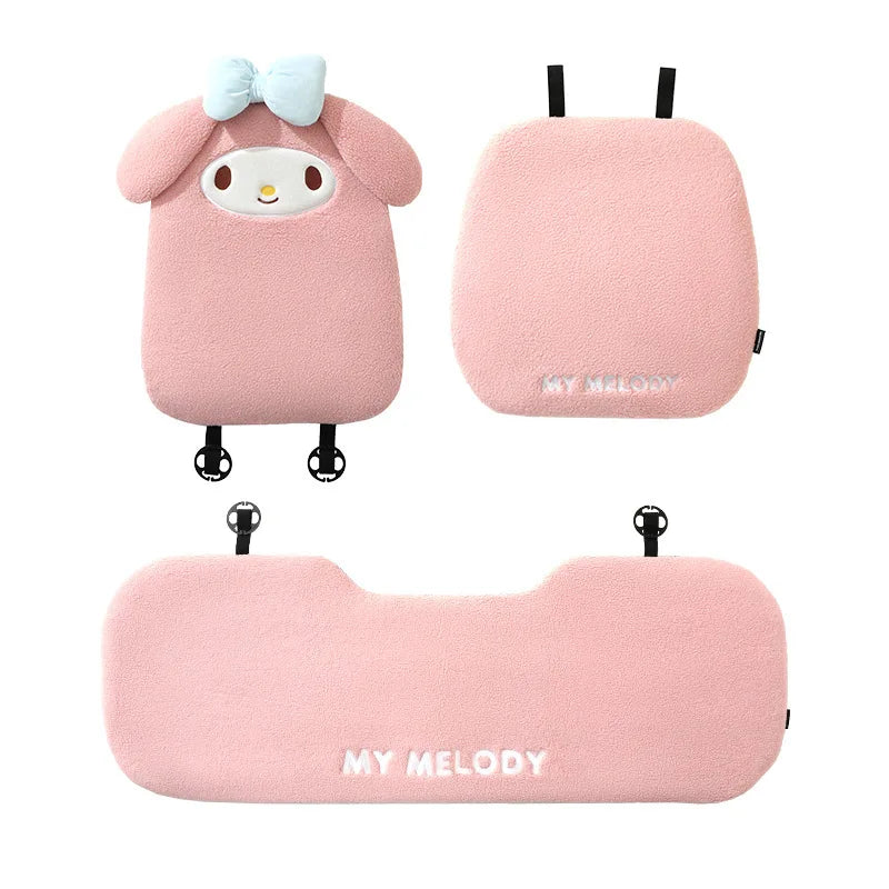 Cojín para asiento de coche Sanrio Kuromi, cómodo y cálido en invierno, decoración para coche, regalo de Navidad para niñas, accesorios para el interior del coche