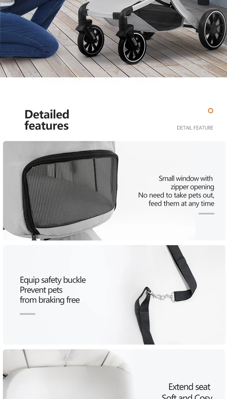 STLF5 en 1 Cochecito plegable para mascotas para perros y gatos pequeños/medianos con portador impermeable desmontable para propietarios de perros y gatos