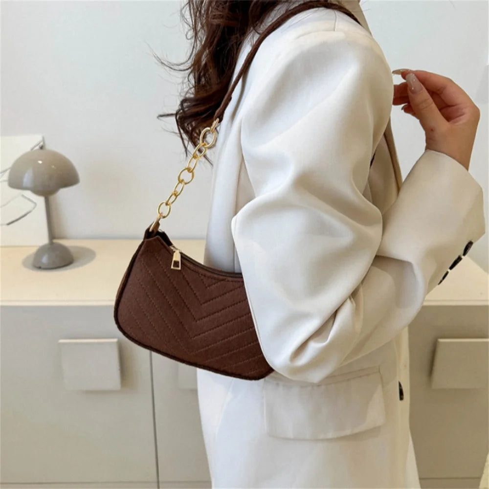 Mini bolsos de fieltro para mujer, bandoleras femeninas con textura de Color sólido, informales, ligeros, 2023