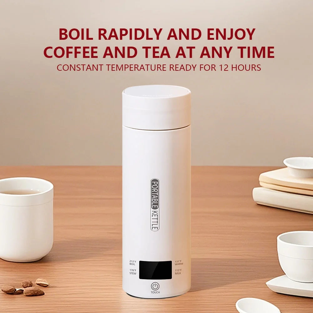 JFBONIN-hervidores eléctricos portátiles para té y café, hervidor de agua para hervir, taza térmica, botella de agua antiescaldaduras, menú en inglés