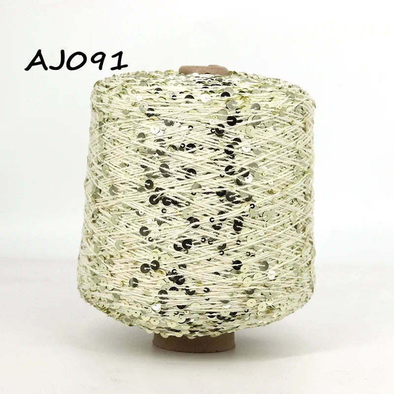 Cooamuu-Hilo de lentejuelas de algodón de lujo, hilo para tejer a mano, 500G/bobina, 3MM + 6MM, accesorios de lentejuelas