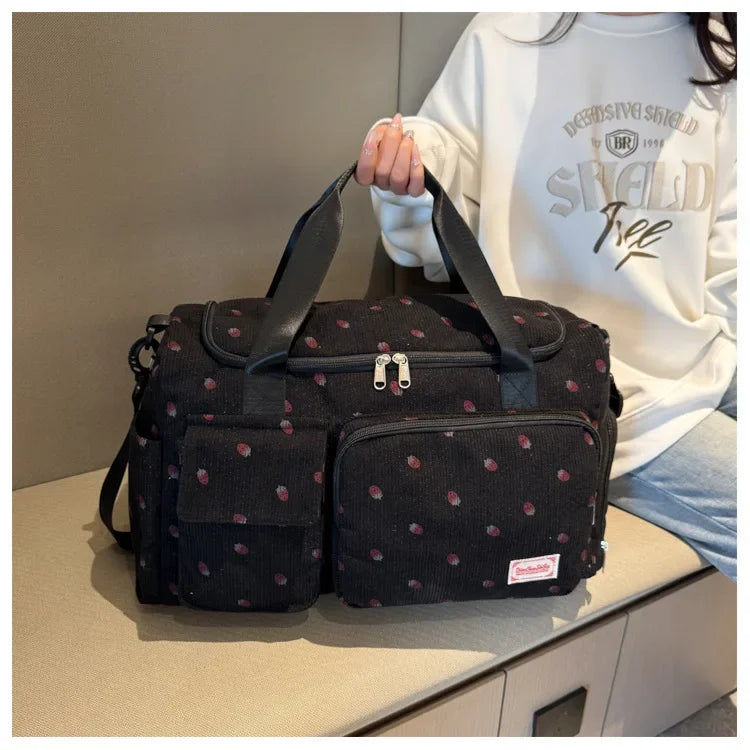 Bolsa de viaje de pana, bolsa de viaje de gran capacidad con compartimento para zapatos, bolsas deportivas para Fitness para mujer, bolsas de lona